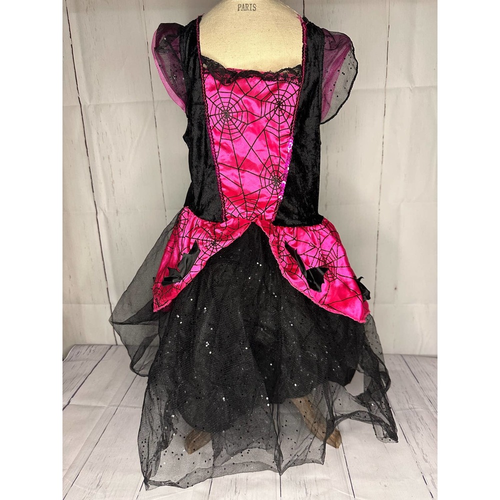 Pink and Black Dress W/Spider Webs Small 4-6X